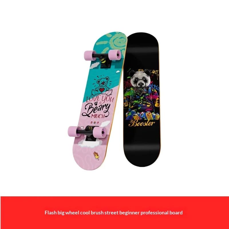 Double Kick Skateboard 5 Inch Aluminum Magnesium Alloy Bracket Maple Skateboard For Beginner Adult Street Cruising Skateboard