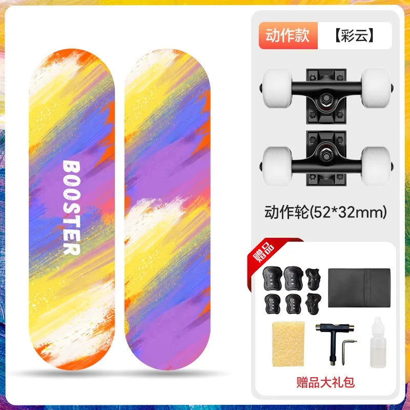 Double Kick Skateboard 5 Inch Aluminum Magnesium Alloy Bracket Maple Skateboard For Beginner Adult Street Cruising Skateboard