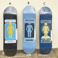 100% Canadian maple skateboard, 100% double rocker, available sizes (7.75, 8.0, 8.25, 8.375, 8.5 inches), 7-ply deck