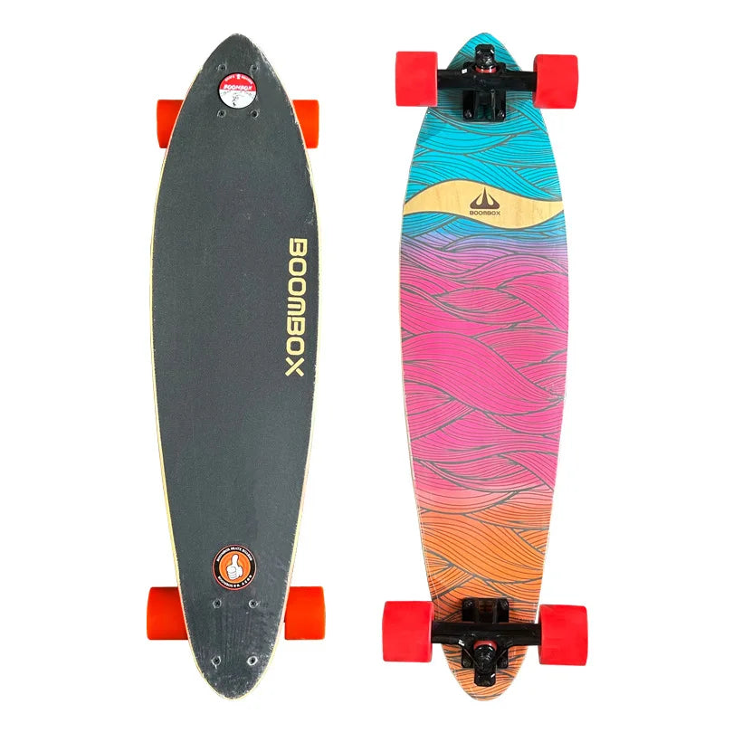 Professional Maple Double Kick Skateboard for Adults, Smooth Street Cruiser Longboard Dance Board for Commuting & Freeride