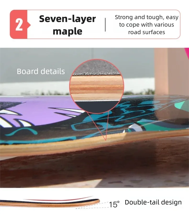 Women's Dance Longboard 110/120cm Complete Skateboard 7-Layer Maple Deck PU Wheels for Beginners Freestyle Street Dancing