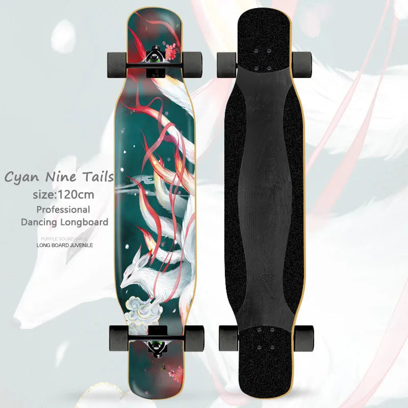 Women's Dance Longboard 110/120cm Complete Skateboard 7-Layer Maple Deck PU Wheels for Beginners Freestyle Street Dancing