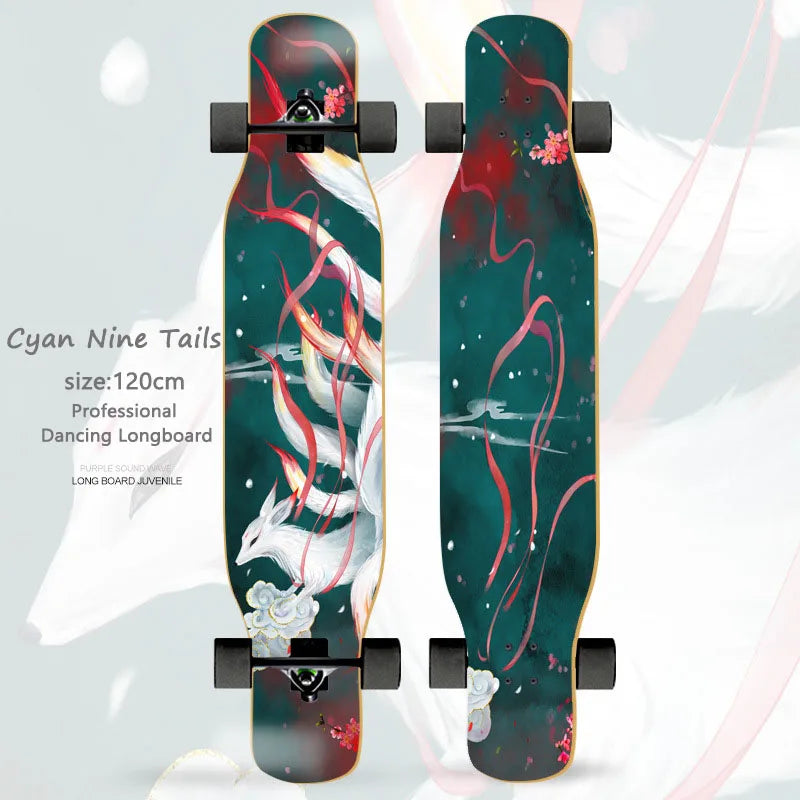 Women's Dance Longboard 110/120cm Complete Skateboard 7-Layer Maple Deck PU Wheels for Beginners Freestyle Street Dancing