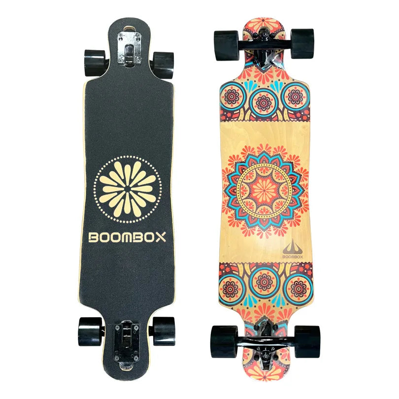 Professional Maple Double Kick Skateboard for Adults, Smooth Street Cruiser Longboard Dance Board for Commuting & Freeride