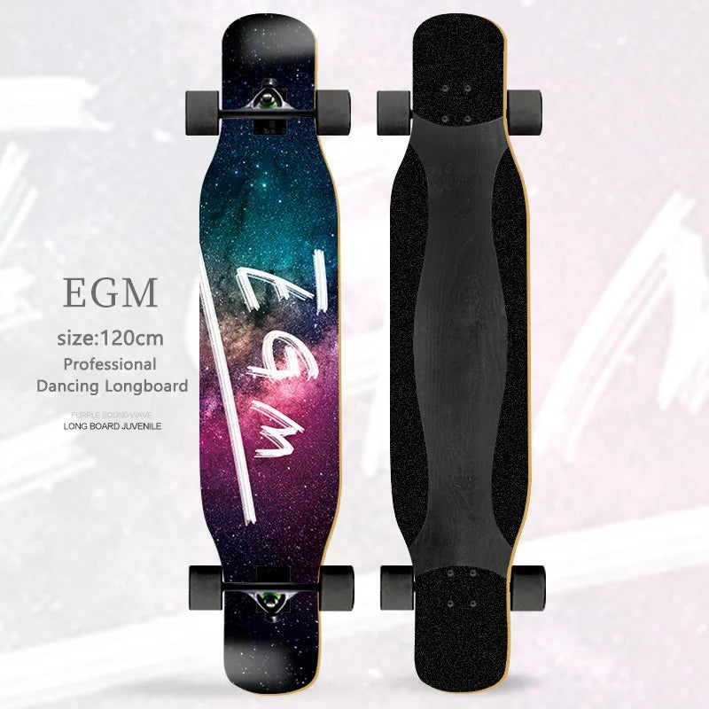 Women's Dance Longboard 110/120cm Complete Skateboard 7-Layer Maple Deck PU Wheels for Beginners Freestyle Street Dancing
