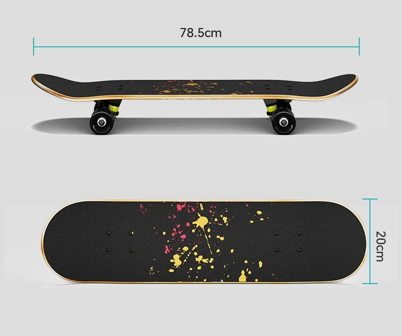 Double Kick Skateboard 5 Inch Aluminum Magnesium Alloy Bracket Maple Skateboard For Beginner Adult Street Cruising Skateboard