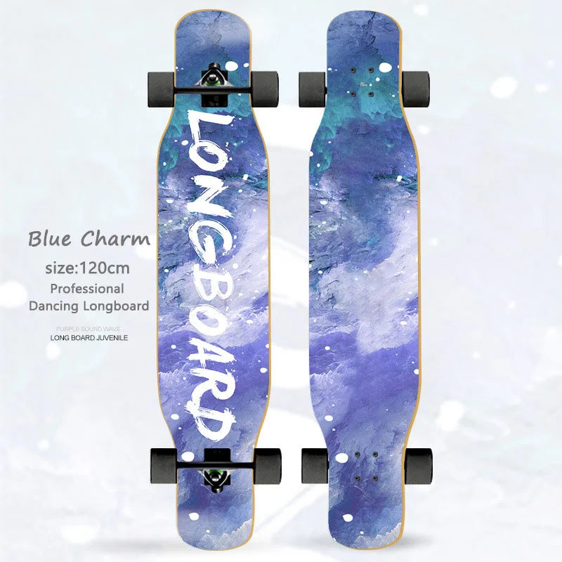 Women's Dance Longboard 110/120cm Complete Skateboard 7-Layer Maple Deck PU Wheels for Beginners Freestyle Street Dancing