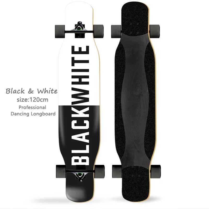 Women's Dance Longboard 110/120cm Complete Skateboard 7-Layer Maple Deck PU Wheels for Beginners Freestyle Street Dancing