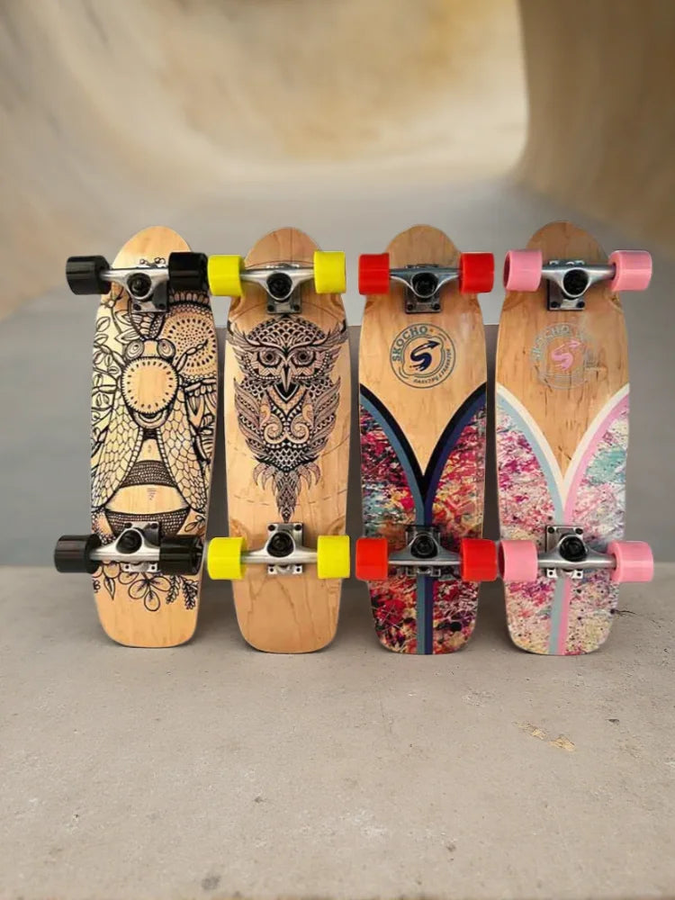 MapleWood Big Fish Land Surfskate Single Kick Surf Skateboard Large PU Wheels Land Surf Board for Beginners Daily Commute Street