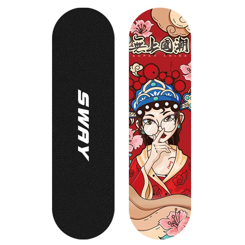 Double Kick Shock-Absorbing 4-Wheel Skateboard for Adults, Professional Street for Beginners, Scratch-Proof Durable for Tricks