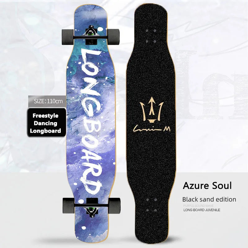 Women's Dance Longboard 110/120cm Complete Skateboard 7-Layer Maple Deck PU Wheels for Beginners Freestyle Street Dancing