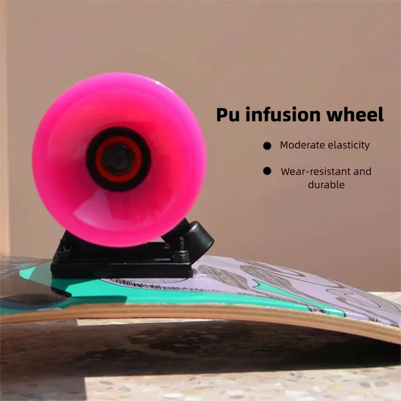 Women's Dance Longboard 110/120cm Complete Skateboard 7-Layer Maple Deck PU Wheels for Beginners Freestyle Street Dancing