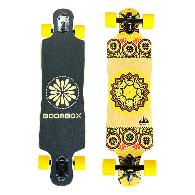 Professional Maple Double Kick Skateboard for Adults, Smooth Street Cruiser Longboard Dance Board for Commuting & Freeride