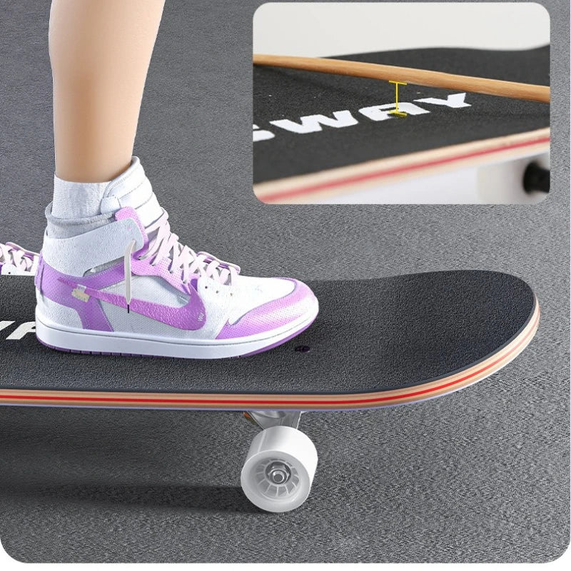 Double Kick Shock-Absorbing 4-Wheel Skateboard for Adults, Professional Street for Beginners, Scratch-Proof Durable for Tricks