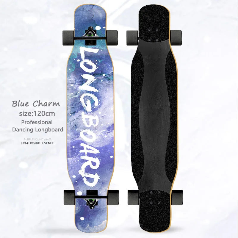 Women's Dance Longboard 110/120cm Complete Skateboard 7-Layer Maple Deck PU Wheels for Beginners Freestyle Street Dancing