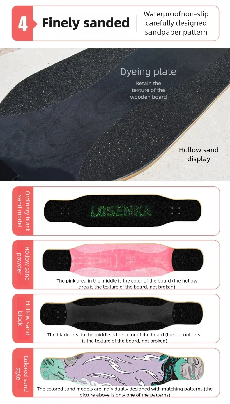 Women's Dance Longboard 110/120cm Complete Skateboard 7-Layer Maple Deck PU Wheels for Beginners Freestyle Street Dancing
